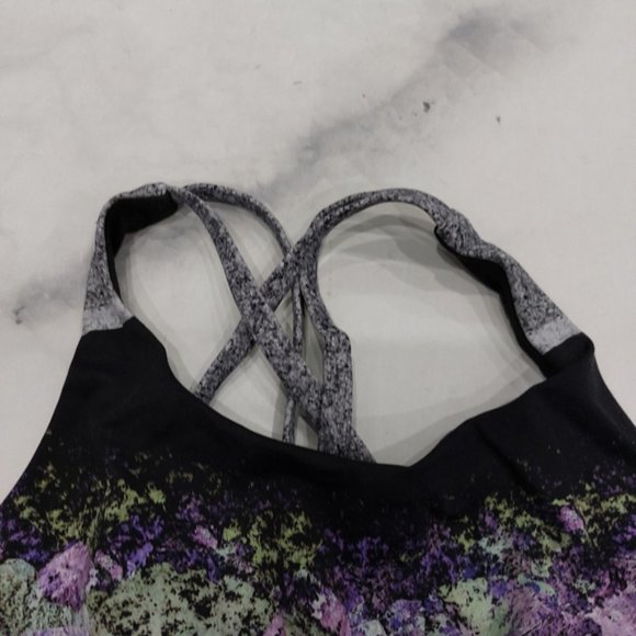 Lululemon Energy Bra (Nulux) Vivid Vision Multi Black Size 6 - Picture 3 of 7